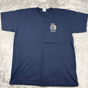 Bayside Chicago Fire Dept Haz Mat Team T-Shirt Navy Blue Mens XL Made in USA